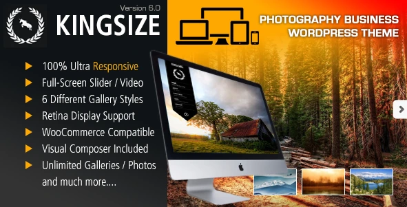 KingSize photography WordPress theme artwork.